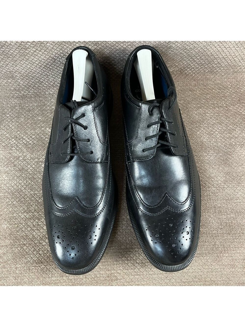 NUNN BUSH Men’s Black Wingtip Lace Up Leather Dress Shoes sz 9.5M LIKE NEW - Picture 1 of 16